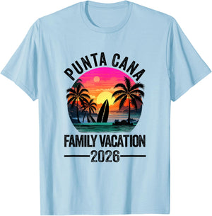 Punta Cana 2026 Family Vacation Matching Dominican Republic T-Shirt - T-Shirt | Light Blue