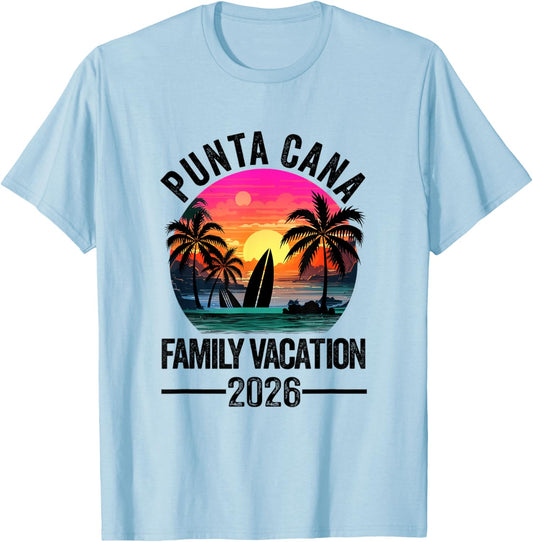 Punta Cana 2026 Family Vacation Matching Dominican Republic T-Shirt - T-Shirt | Light Blue