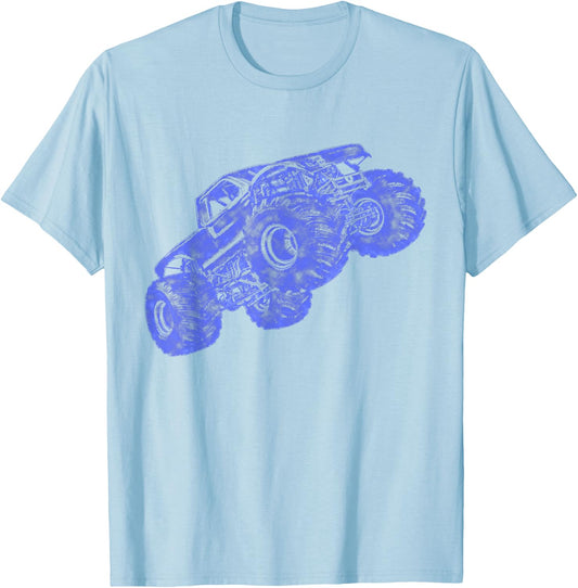 Monster Truck Ink Style Design Monster Truck T-Shirt - T-Shirt | Light Blue