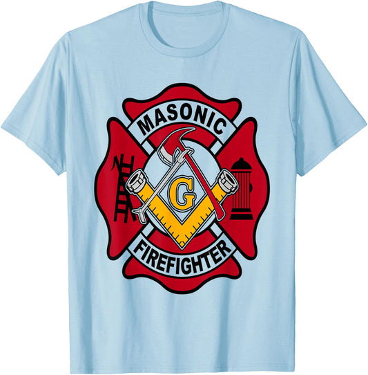 Masonic Firefighter T-Shirt - T-Shirt | Light Blue