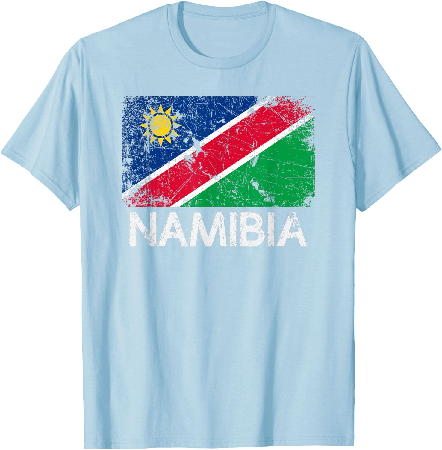 Namibian Flag | Vintage Made In Namibia Gift T-Shirt - T-Shirt | Light Blue