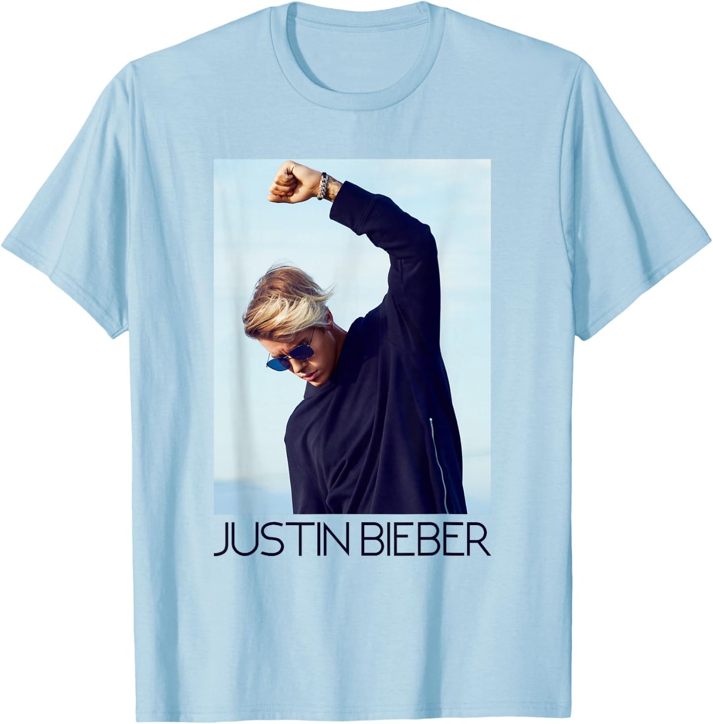 Justin Bieber Official Blue Shades Fist T-Shirt - T-Shirt | Light Blue