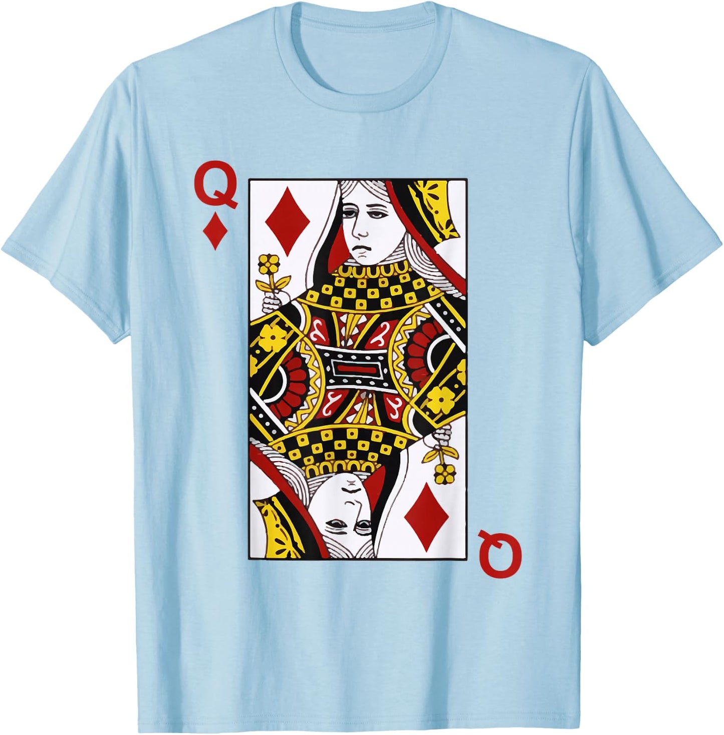 Queens of Diamonds Q Blackjack Playing Cards T-Shirt - T-Shirt | Light Blue