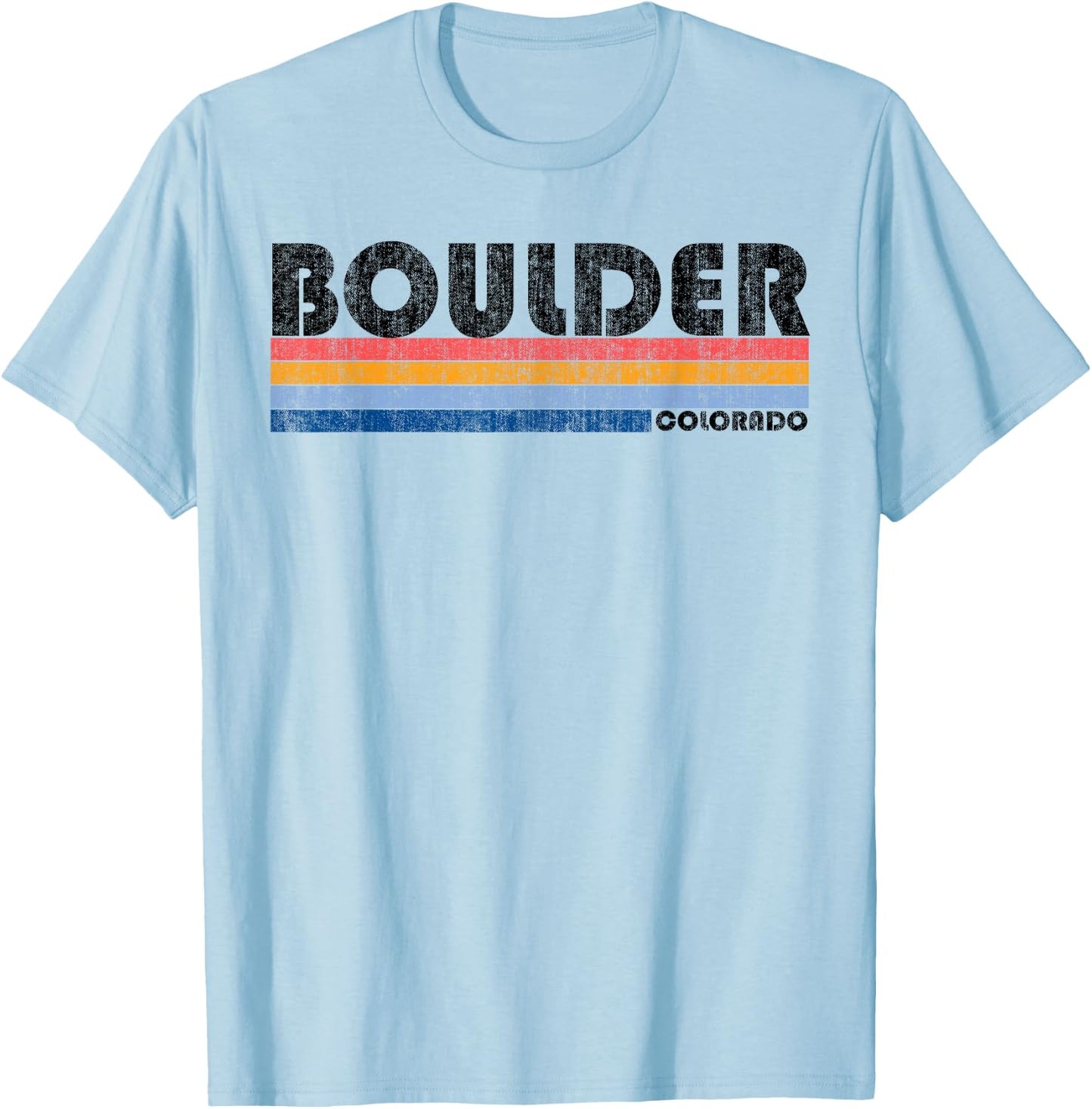Vintage 1980s Style Boulder, CO T-Shirt - T-Shirt | Light Blue