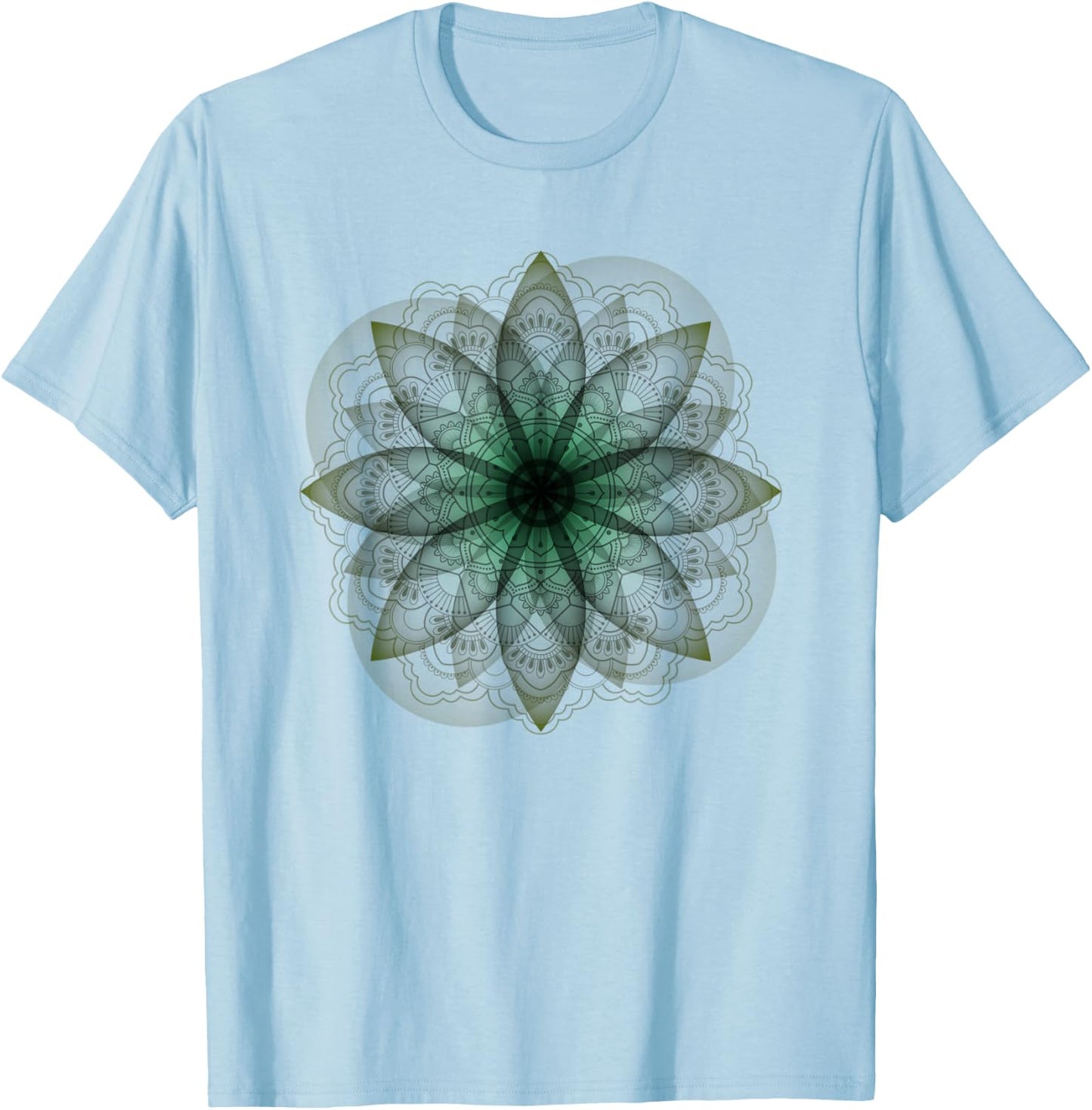 Lotus Mandala | Spiritual New Age Buddhist Yoga T Shirt T-Shirt - T-Shirt | Light Blue