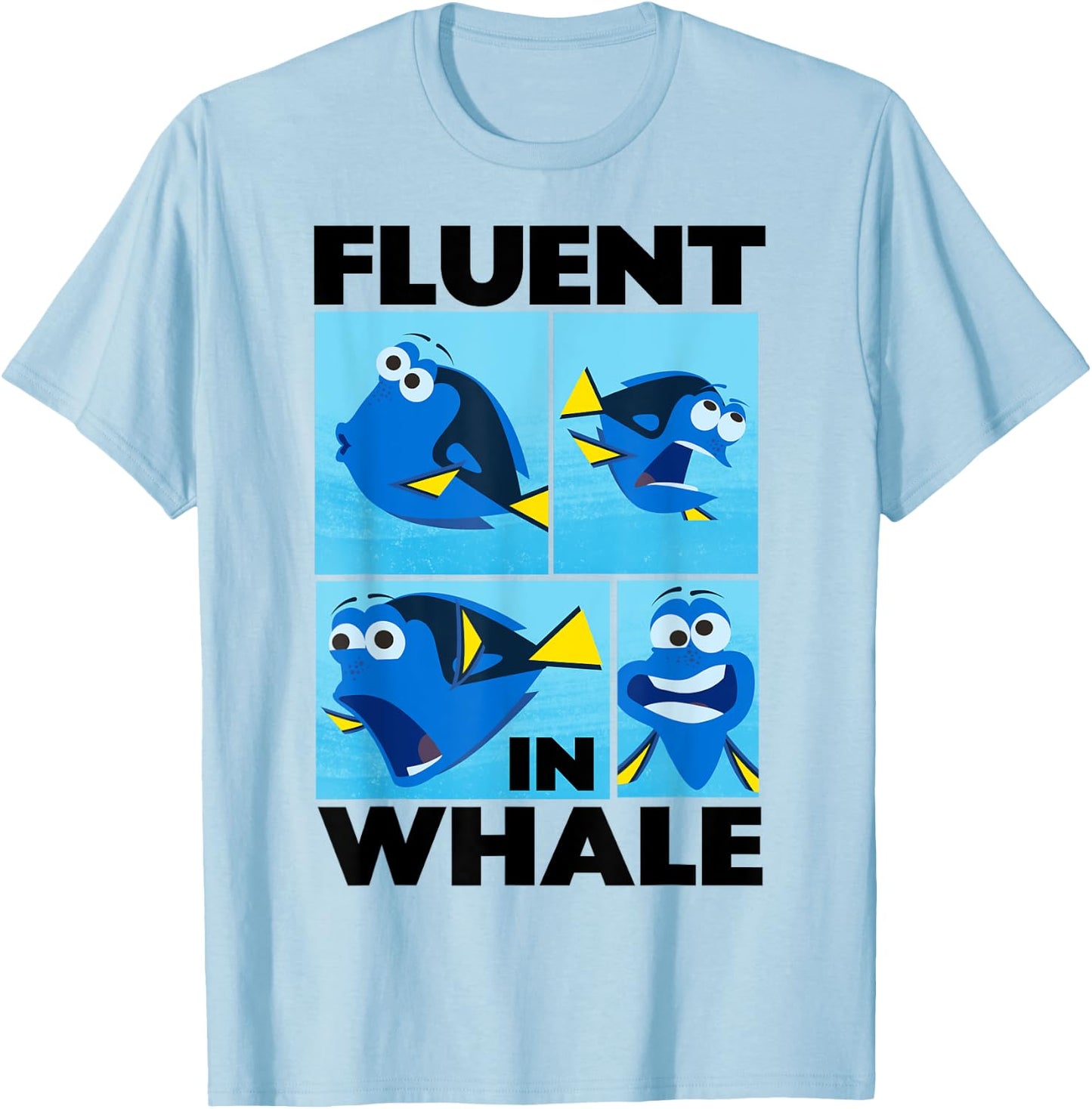 Disney Pixar Finding Dory Fluent in Whale Dory Box Ups T-Shirt - T-Shirt | Light Blue