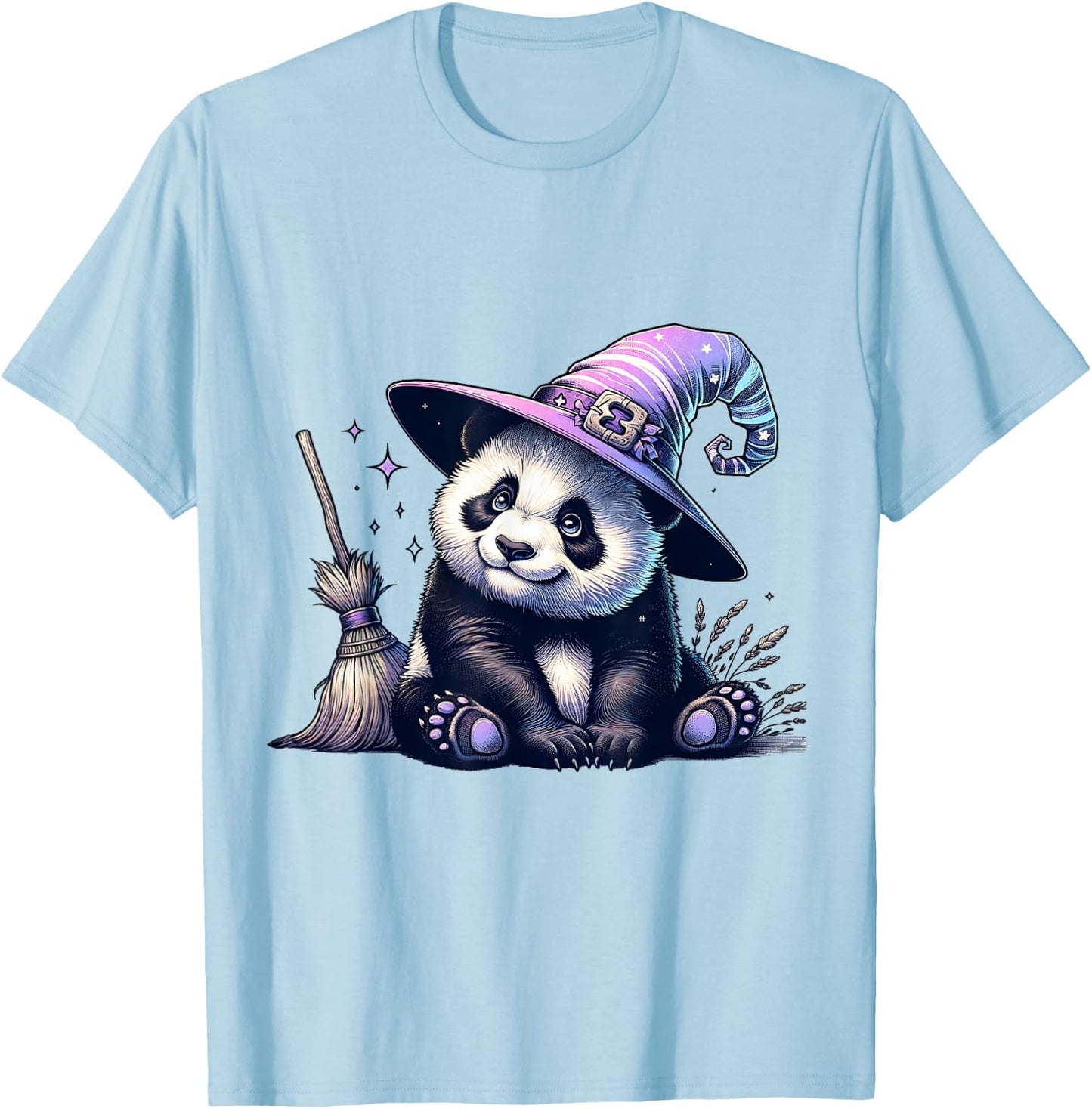 Halloween Panda Funny Panda Lover Witch Hat Costume T-Shirt - T-Shirt | Light Blue