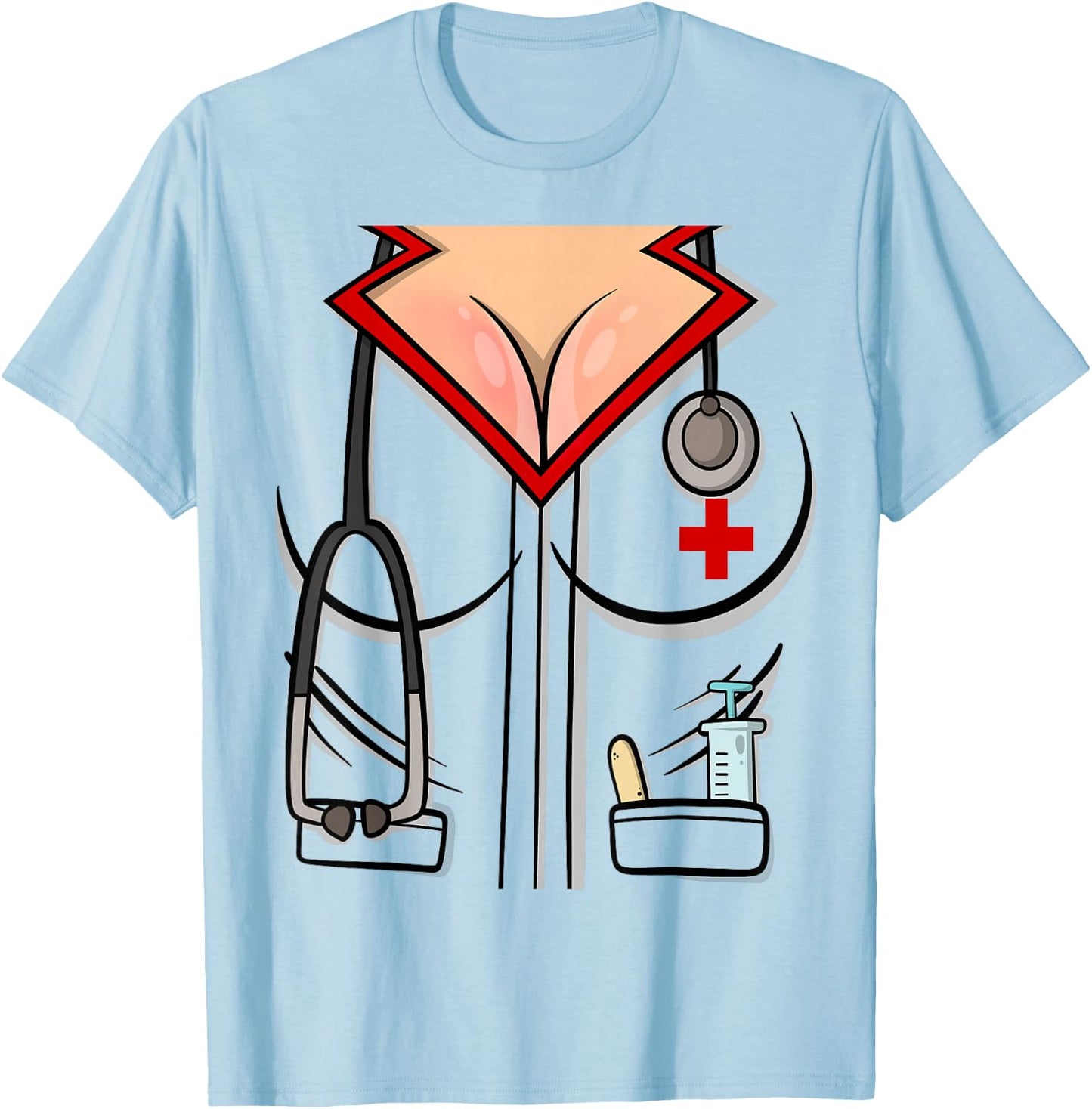 Sexy Nurse Halloween Costume T-Shirt - T-Shirt | Light Blue
