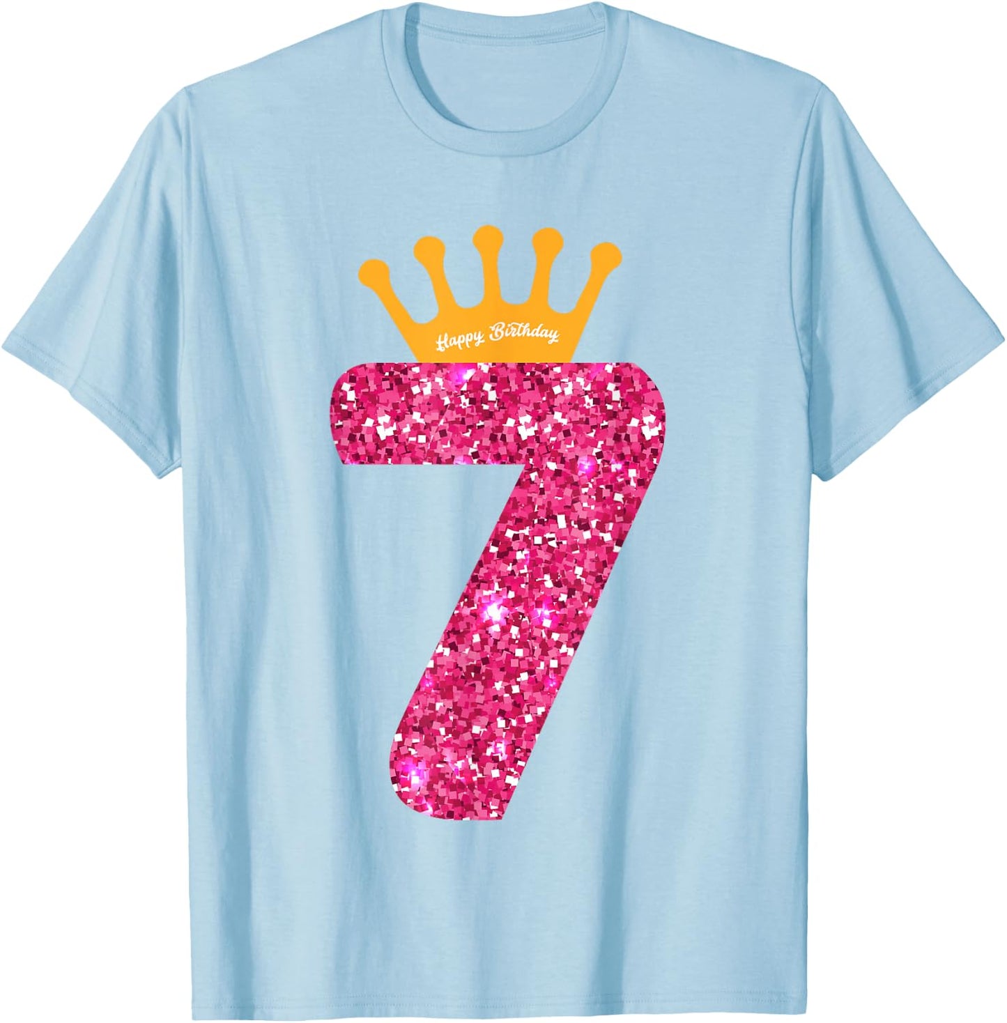 Happy Birthday Girls 7th Party 7 Years Old Bday T-Shirt - T-Shirt | Light Blue