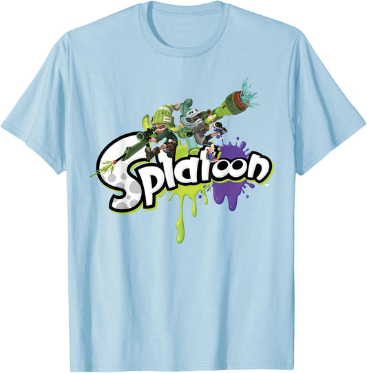 Nintendo Splatoon Splatter Back To Back Graphic T-Shirt - T-Shirt | Light Blue