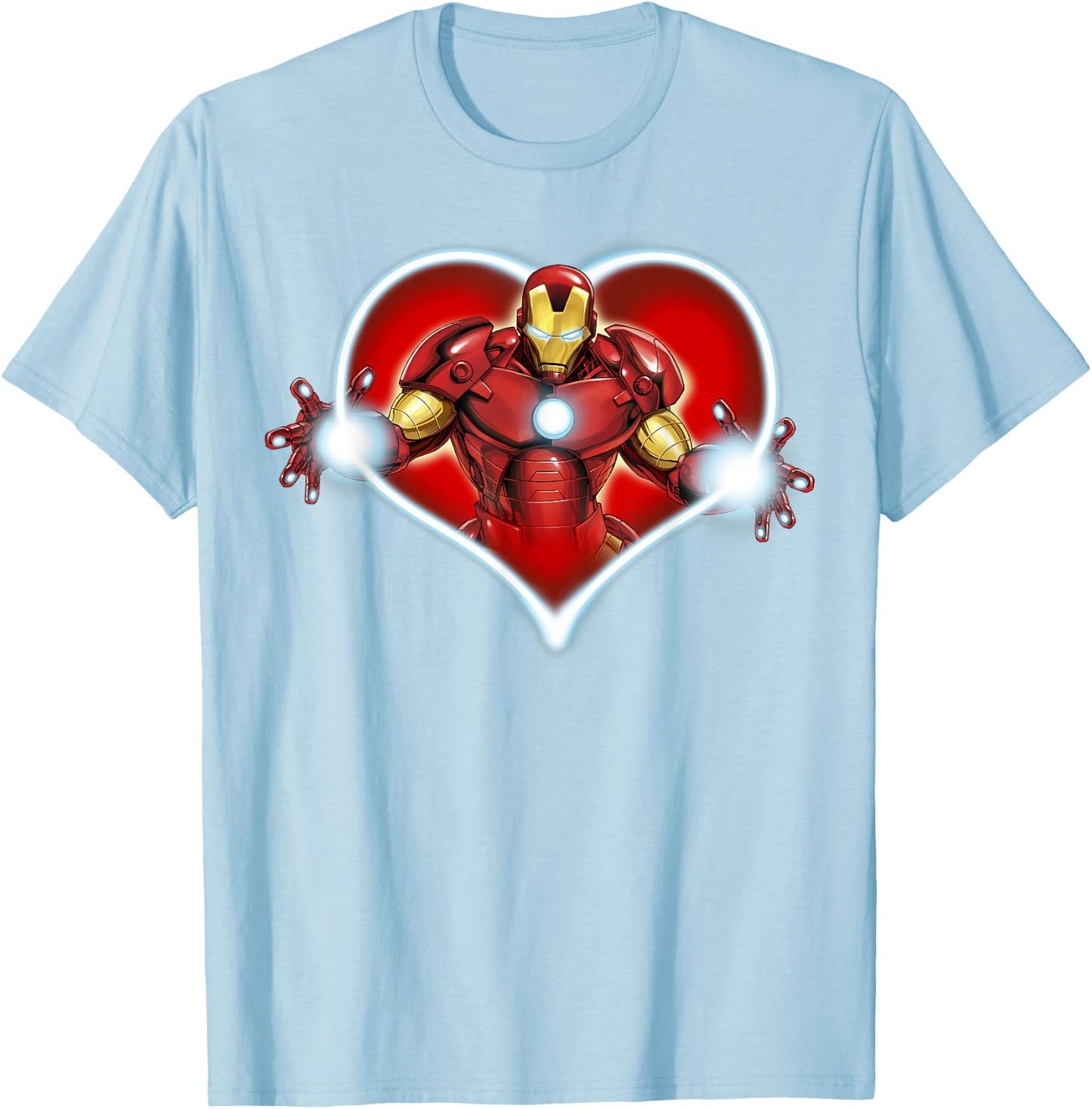 Marvel Iron Man Heart Blaster Glow Valentine Graphic T-Shirt - T-Shirt | Light Blue
