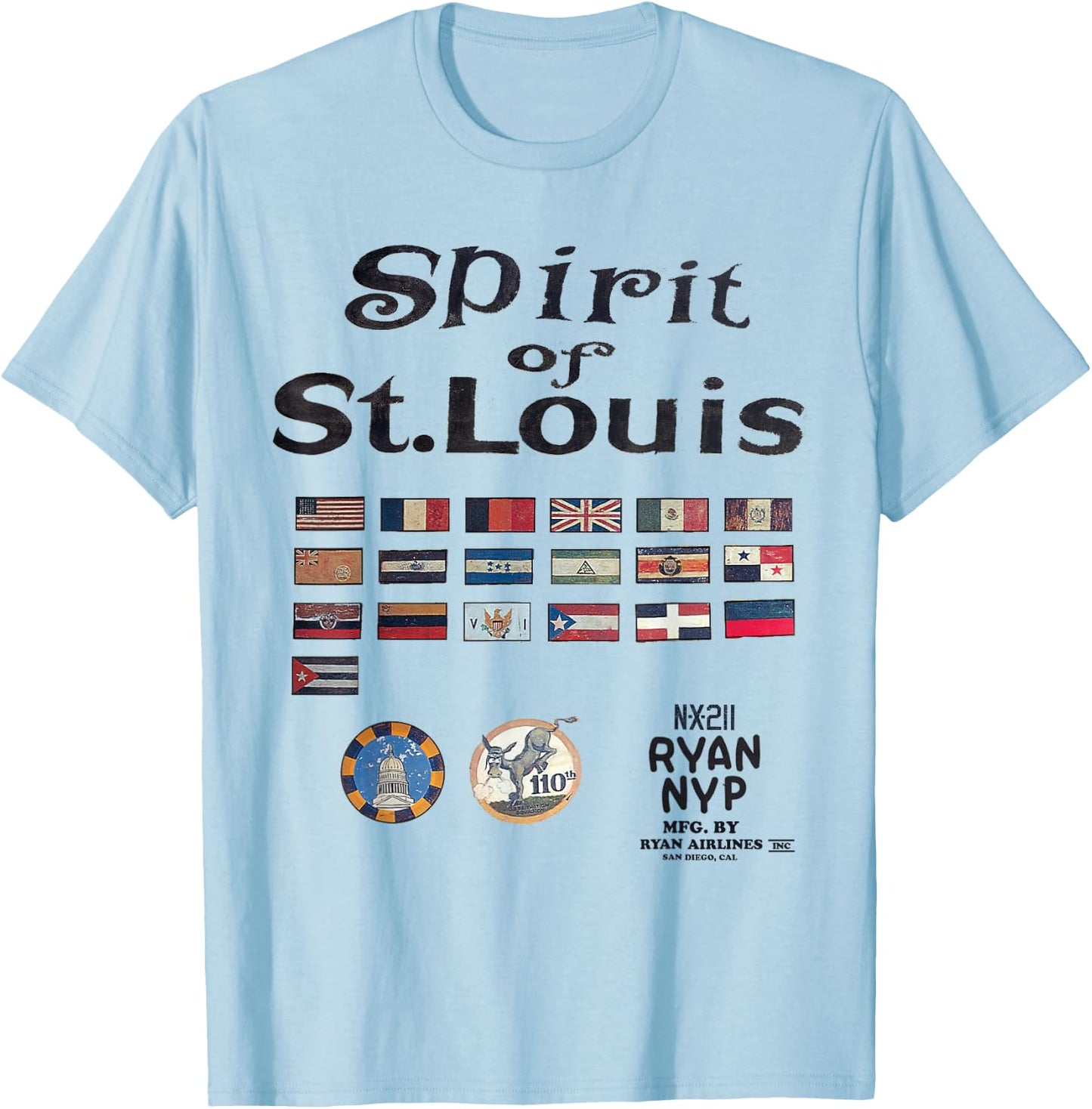 Spirit of St. Louis | Historical Aviation Series T-Shirt - T-Shirt | Light Blue