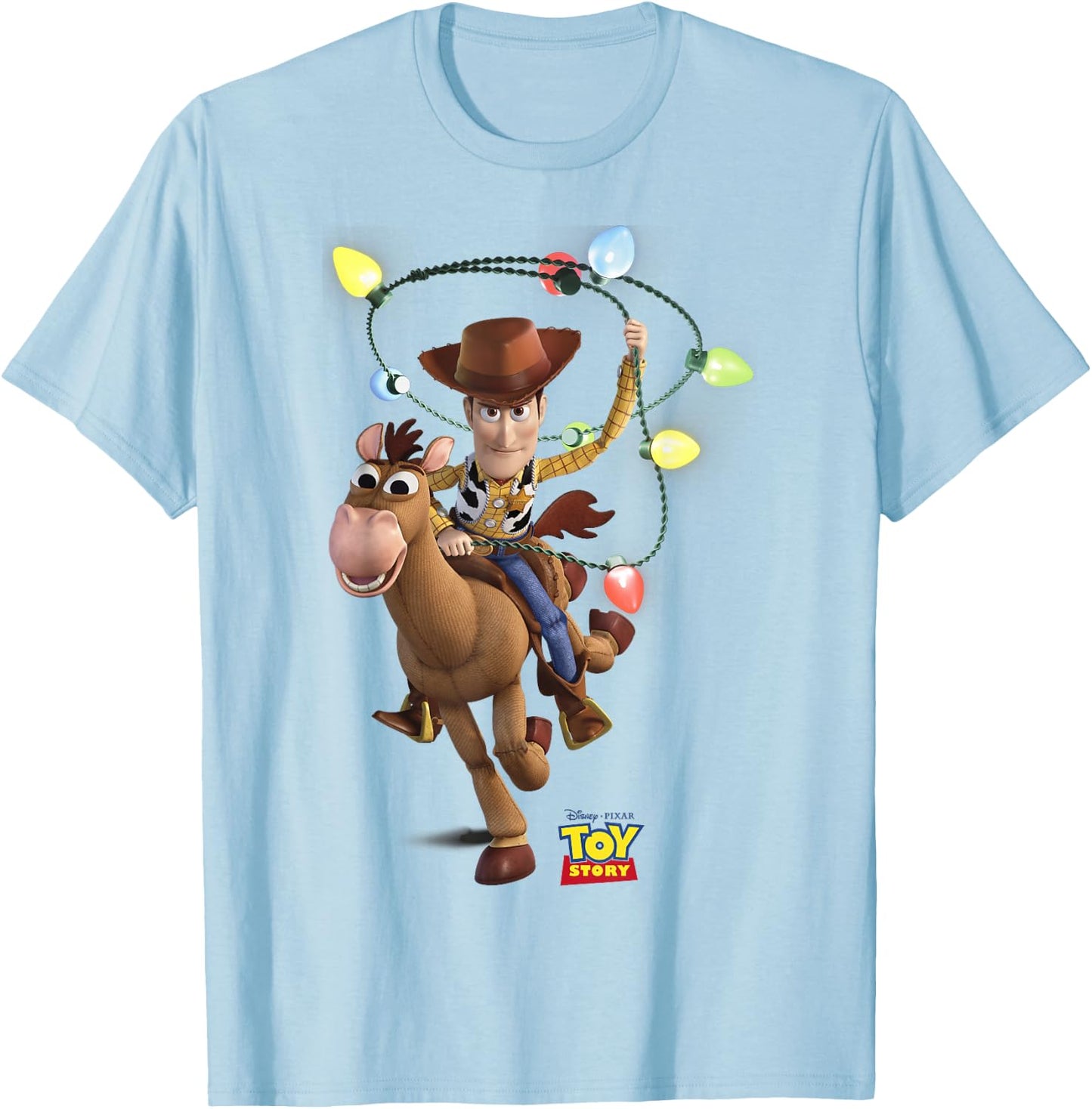 Disney Pixar Toy Story Woody Bullseye X-Mas Light T-Shirt - T-Shirt | Light Blue