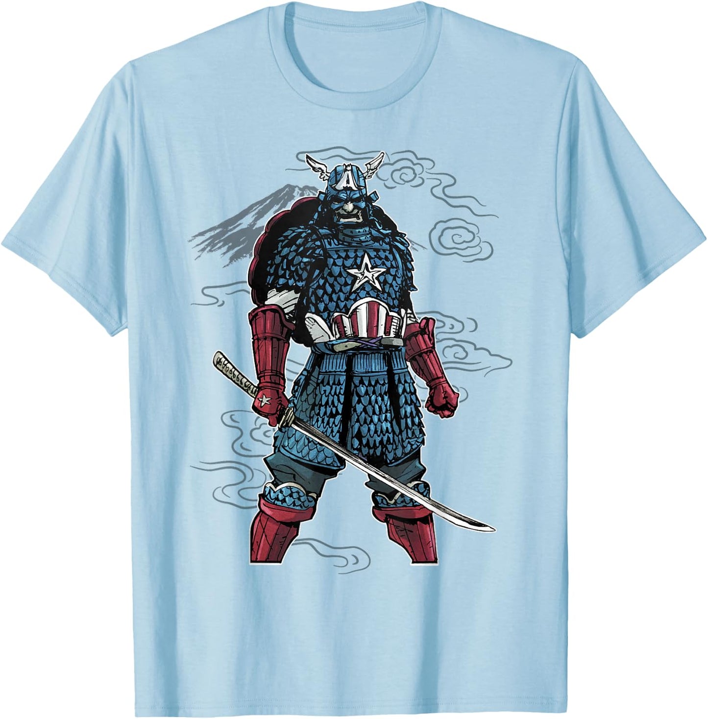 Marvel Captain America Mountain Samurai Graphic T-Shirt - T-Shirt | Light Blue