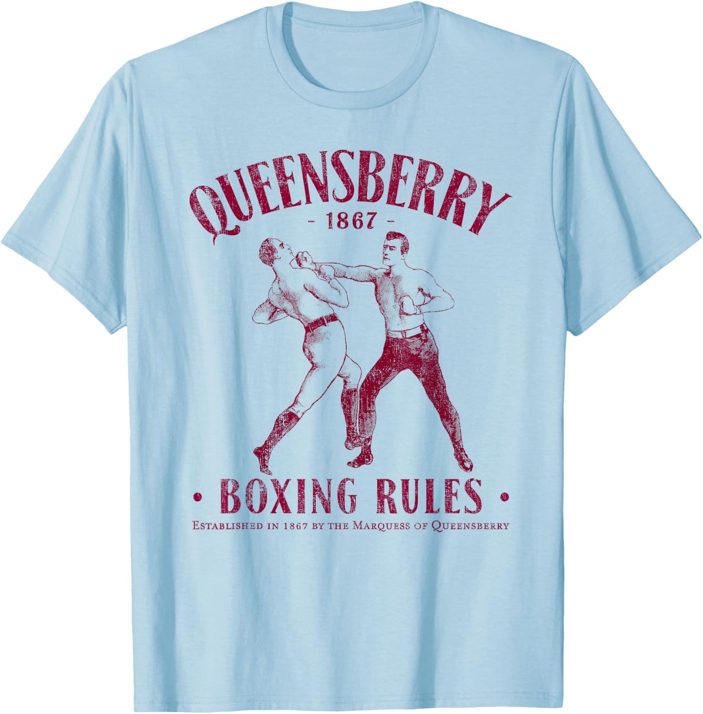 Distressed Vintage Boxing - Queensbury Boxing Rules T-Shirt - T-Shirt | Light Blue