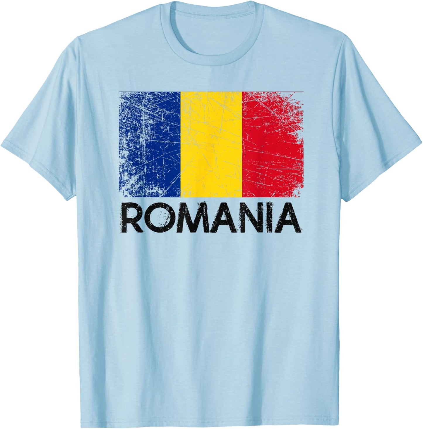 Romanian Flag | Vintage Made In Romania Gift T-Shirt - T-Shirt | Light Blue