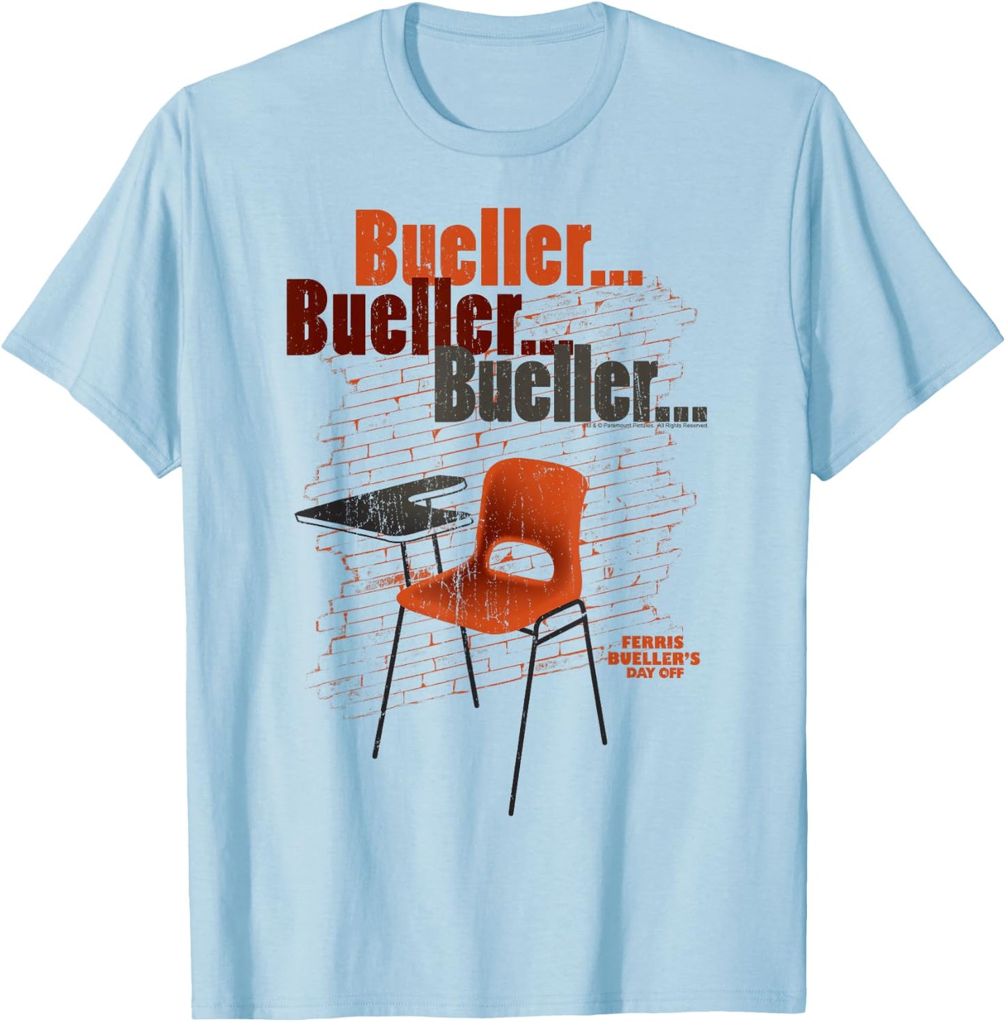 Ferris Bueller's Day Off Empty School Desk T-Shirt - T-Shirt | Light Blue