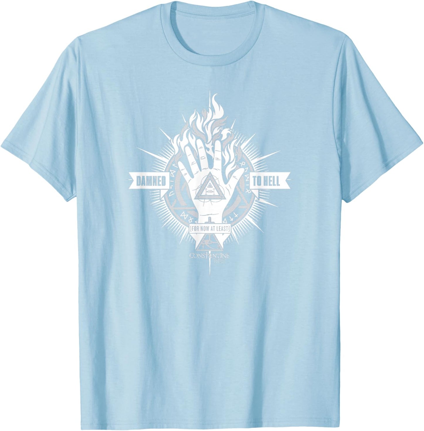 DC Comics Constantine Damed to Hell -Adults Red Short Sleeve , Small T-Shirt - T-Shirt | Light Blue