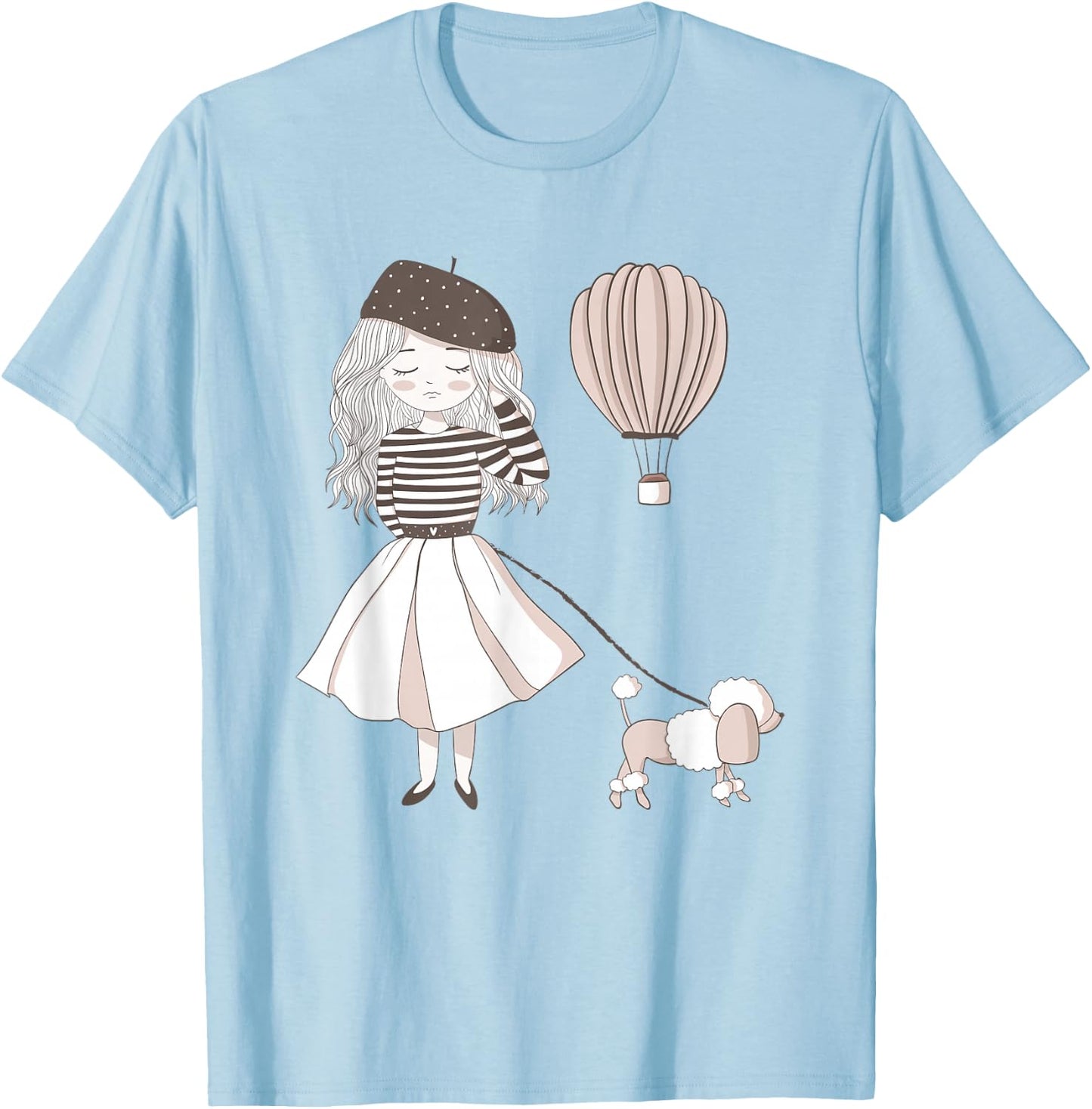 Sassy Southern Charm & Grace | Paris France | Cute French Girl & Poodle Gift T-Shirt - T-Shirt | Light Blue