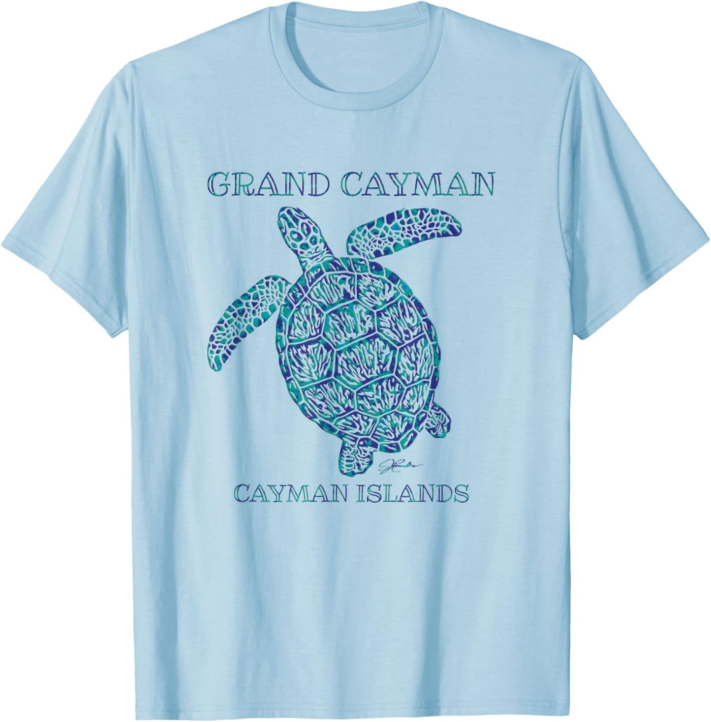 JCombs: Grand Cayman, Cayman Islands Sea Turtle T-Shirt - T-Shirt | Light Blue