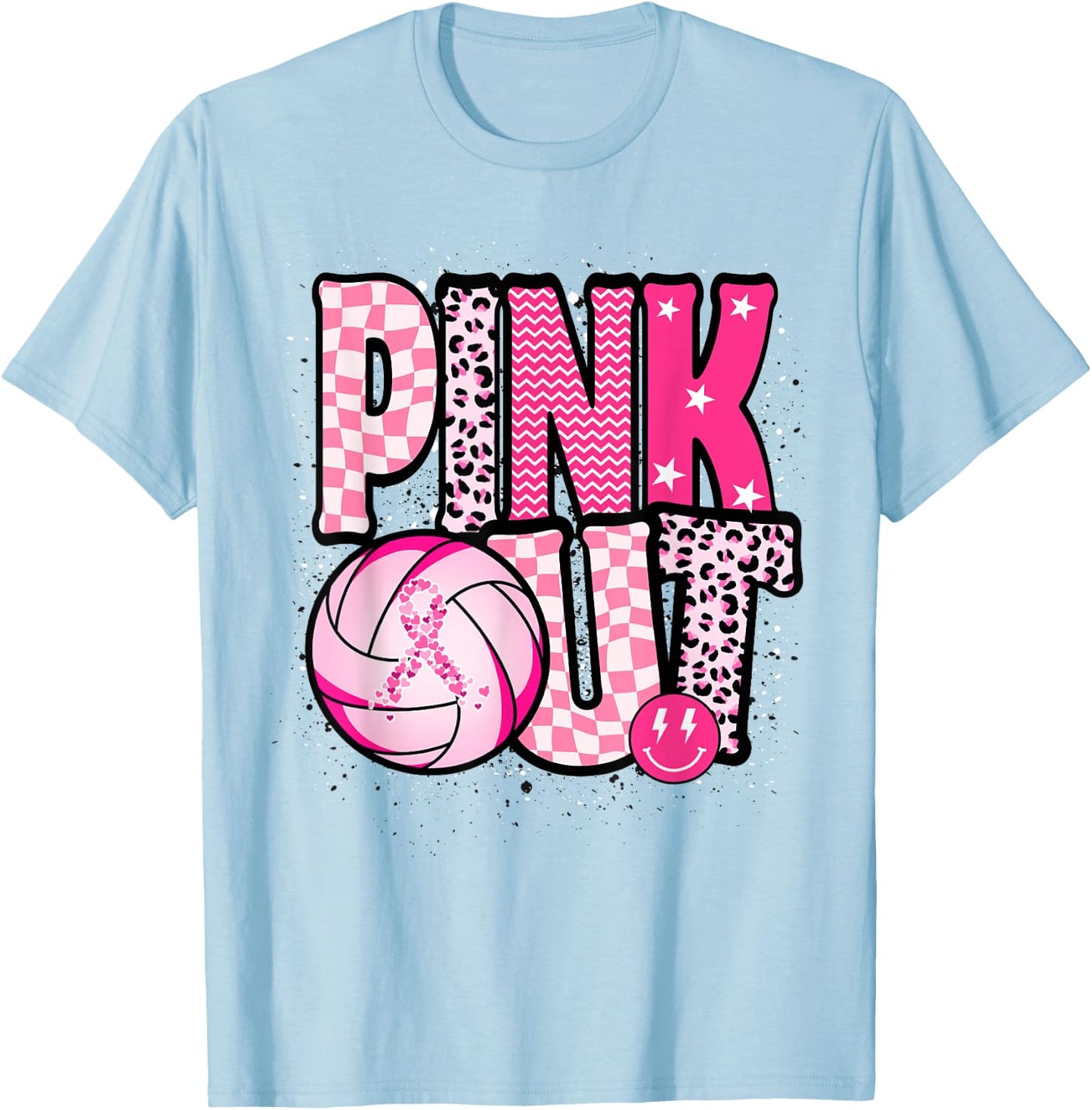Dig For A Cure Volleyball Pink Out Breast Cancer Awareness T-Shirt - T-Shirt | Light Blue