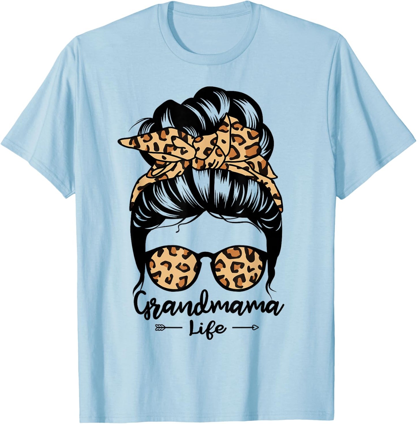 Grandmama Life Messy Bun Hair Funny Grandma T-Shirt - T-Shirt | Light Blue
