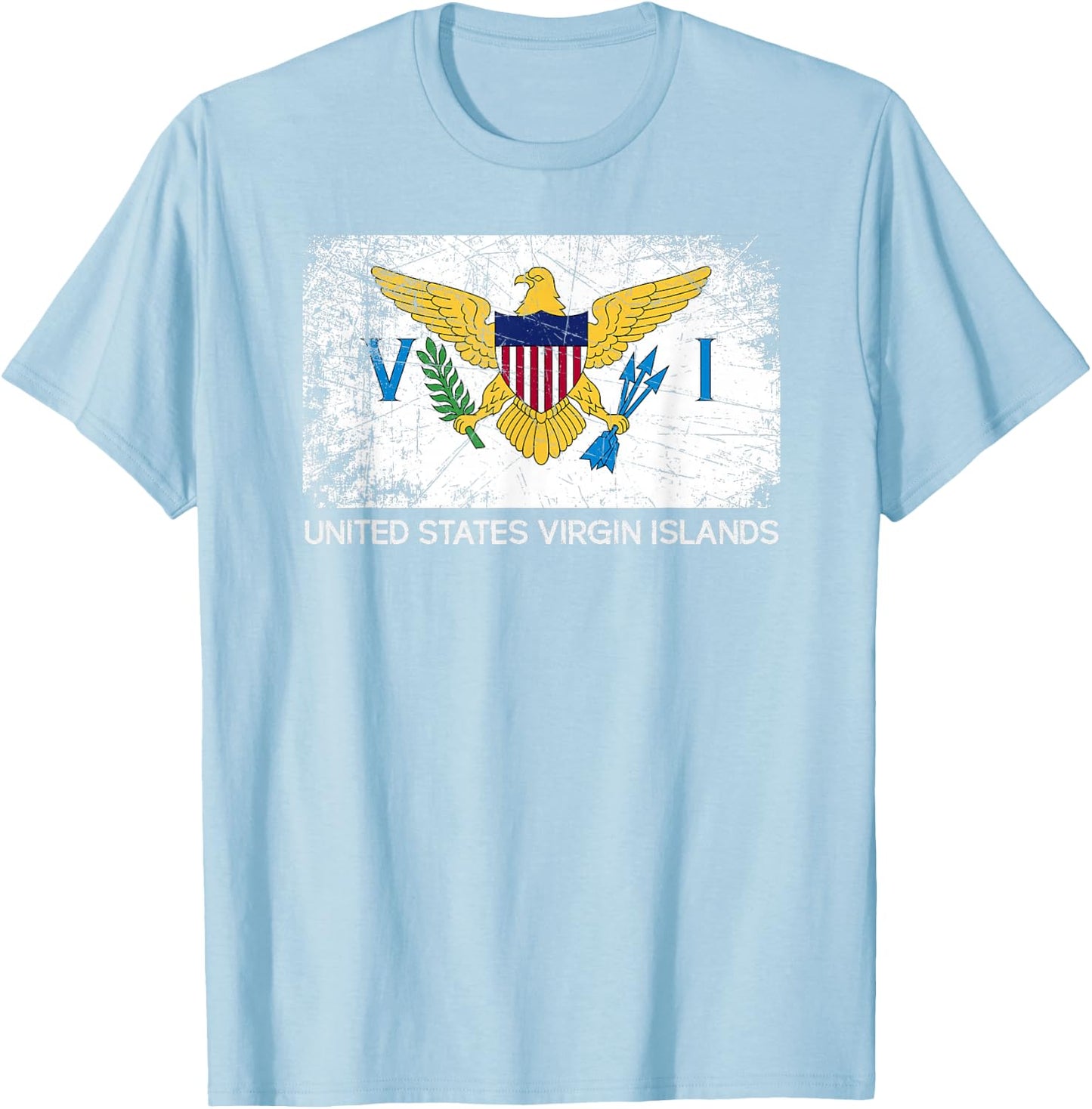 USVI Flag | Vintage Made In U.S. Virgin Islands Gift T-Shirt - T-Shirt | Light Blue