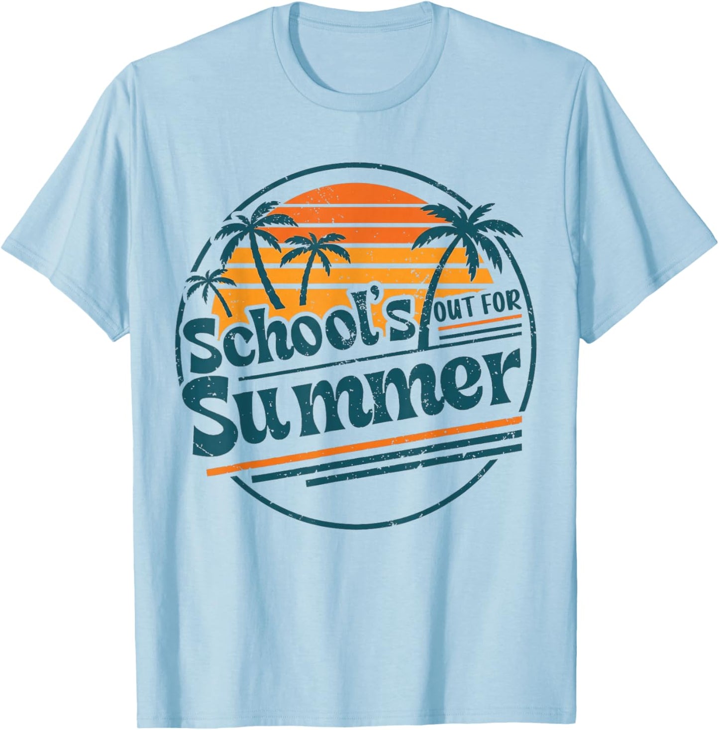 Vintage Retro School's Out for Summer Last Day of School T-Shirt - T-Shirt | Light Blue