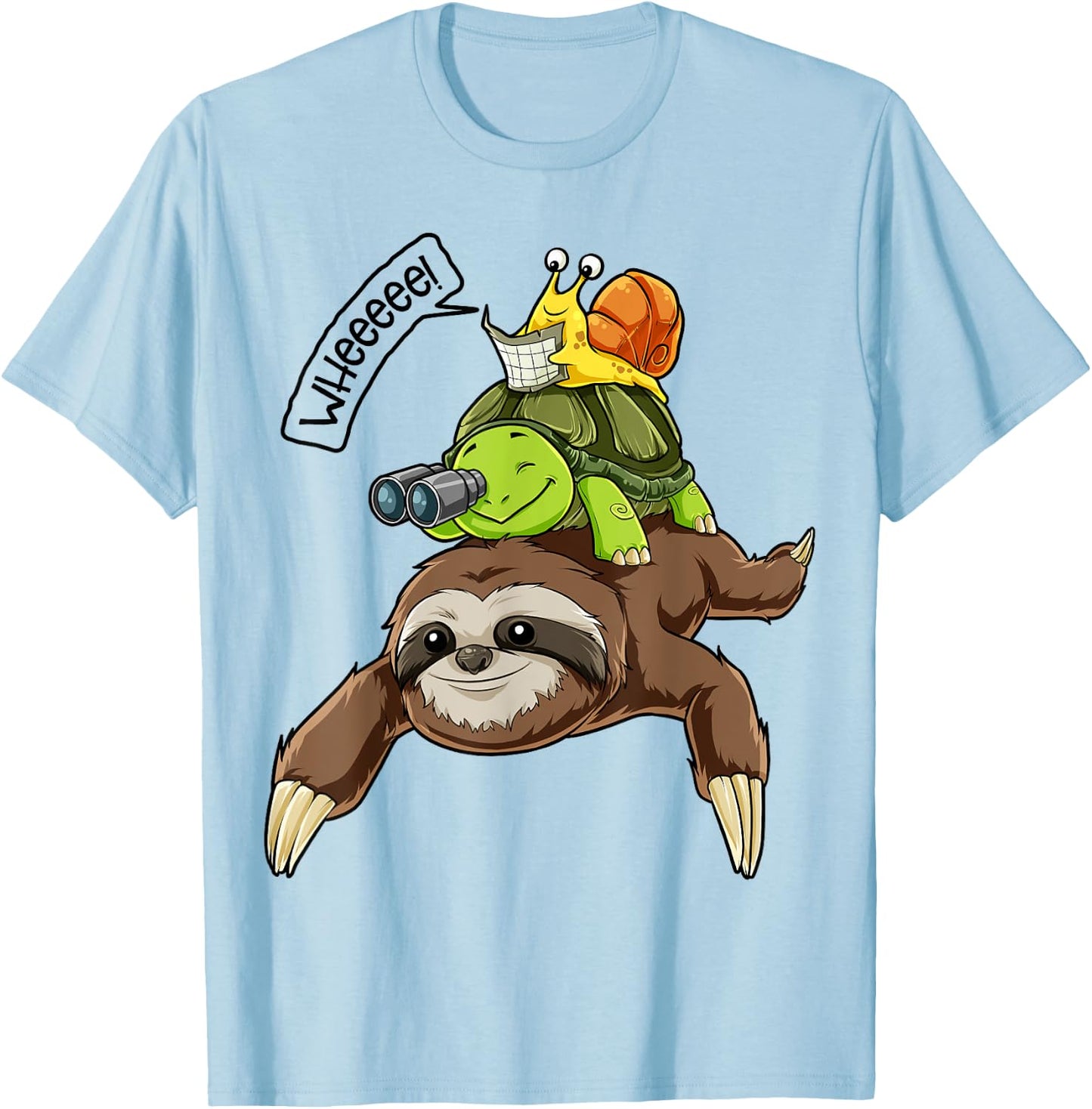 Sloth Turtle Snail T Shirt Piggyback Running Riding Team T-Shirt - T-Shirt | Light Blue