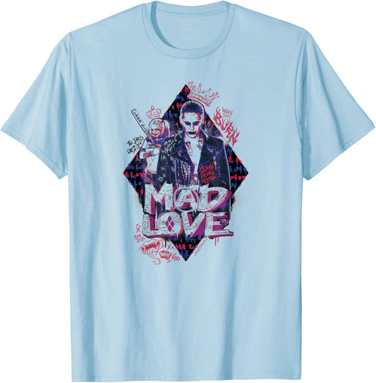 Suicide Squad Harley Quinn & Joker Mad Love T-Shirt - T-Shirt | Light Blue
