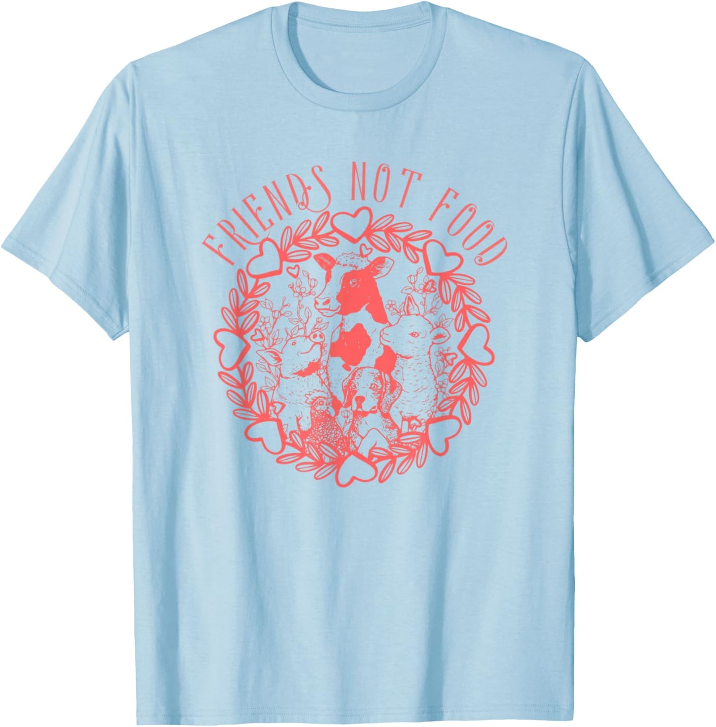 Animals Are Friends Not Food Vegetarian Vegan Lover T-Shirt - T-Shirt | Light Blue