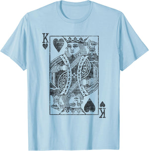 King of Hearts Playing Card Costume Poker Distressed T-Shirt - T-Shirt | Light Blue