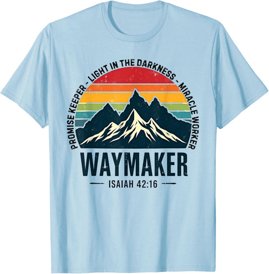 Vintage Waymaker Promise Keeper Miracle Worker Christian T-Shirt - T-Shirt | Light Blue