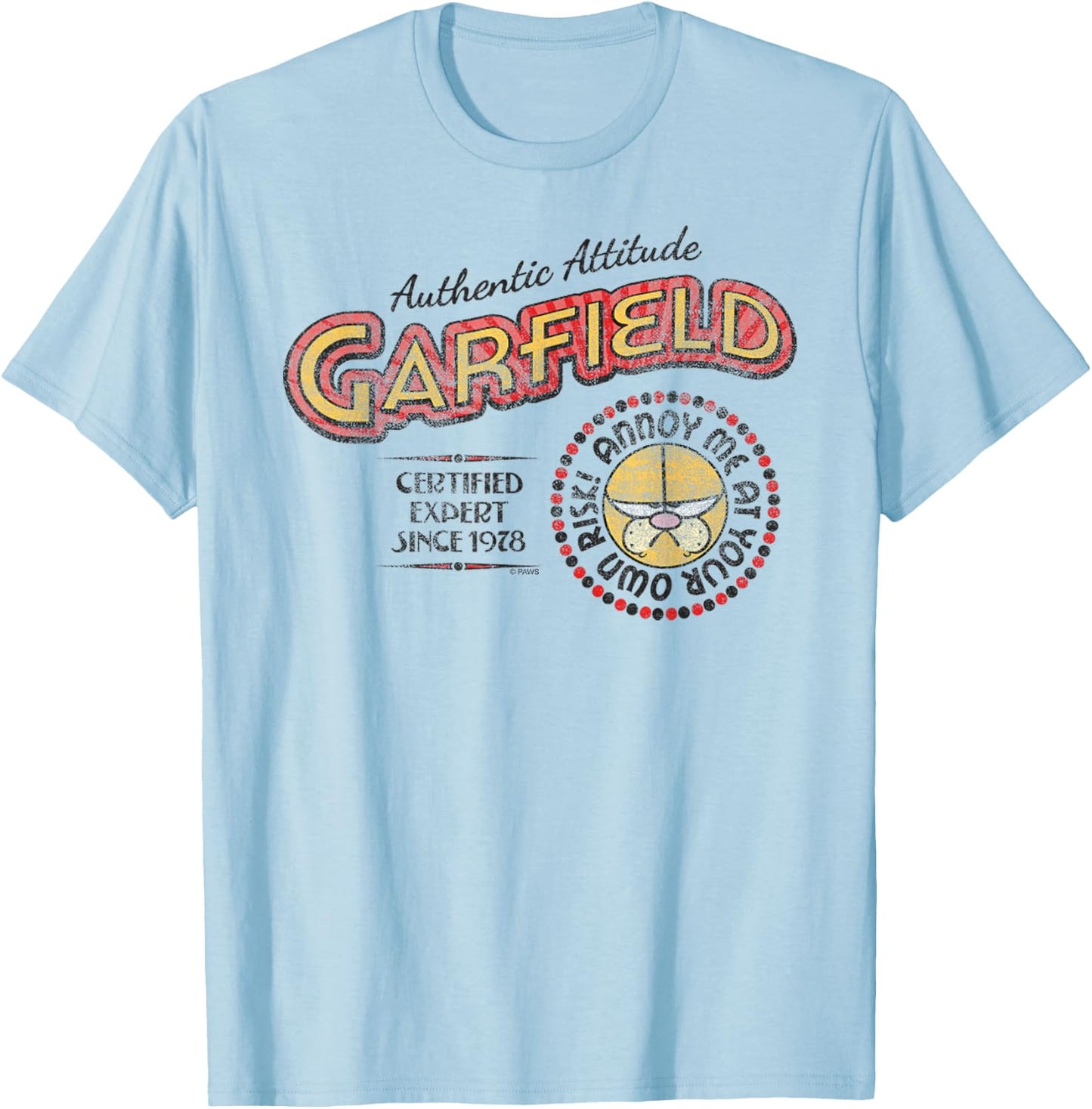 Garfield Authentic Attitude Expert Cartoon Cat T-Shirt - T-Shirt | Light Blue