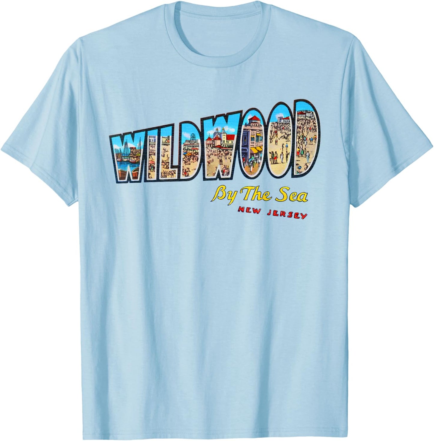 Wildwood New Jersey NJ Vintage Retro Souvenir T-Shirt - T-Shirt | Light Blue