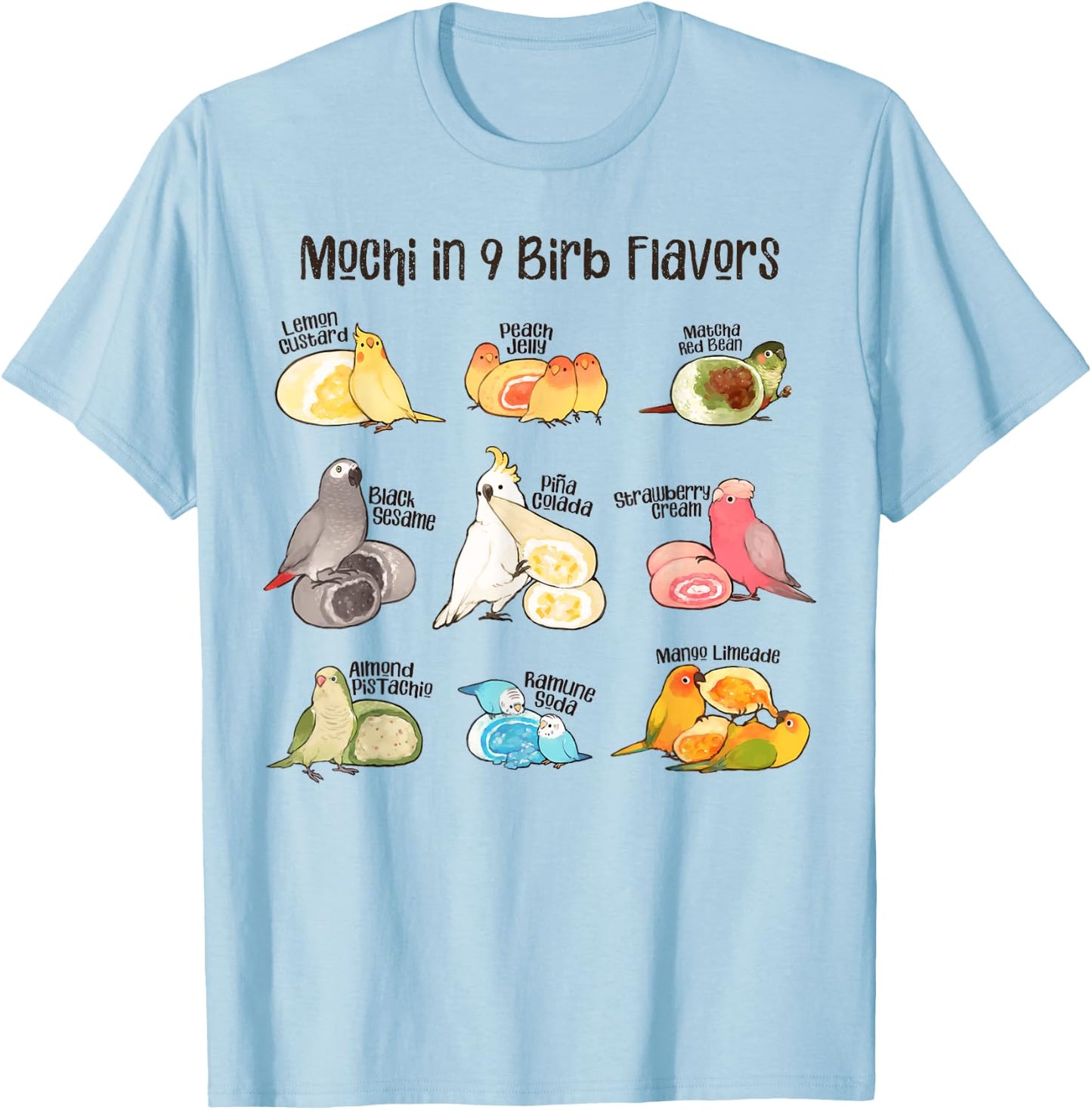Bird Mochi T-Shirt - T-Shirt | Light Blue
