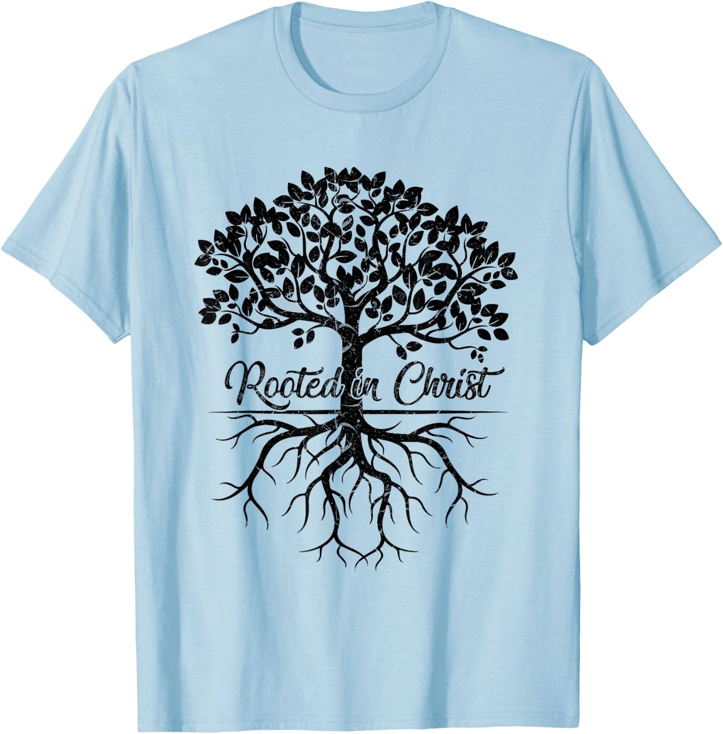 Rooted in Christ Shirt Christian Faith Bible Verse Mom T-Shirt - T-Shirt | Light Blue
