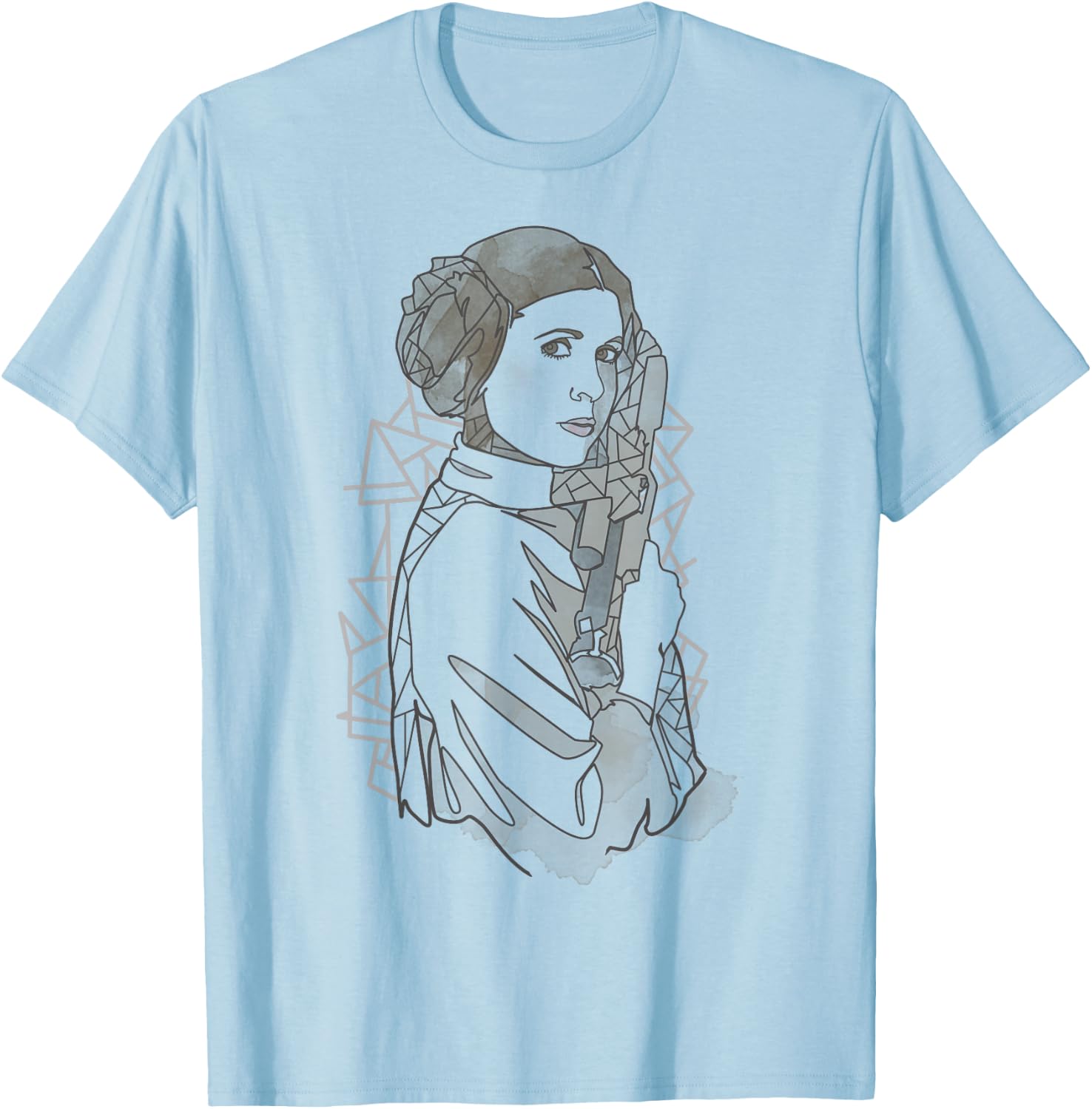 Star Wars Princess Leia Geometric Line Drawing T-Shirt - T-Shirt | Light Blue