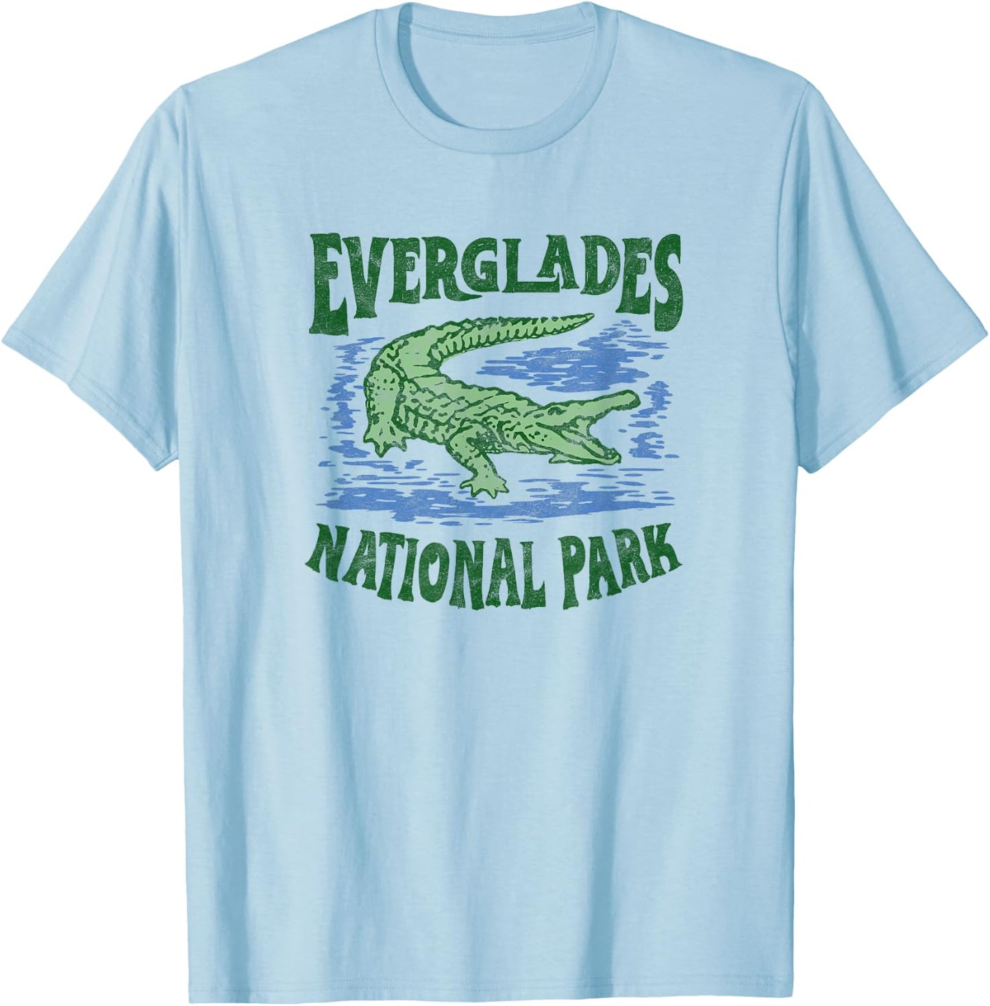 Everglades National Park Florida Retro Alligator T-Shirt - T-Shirt | Light Blue