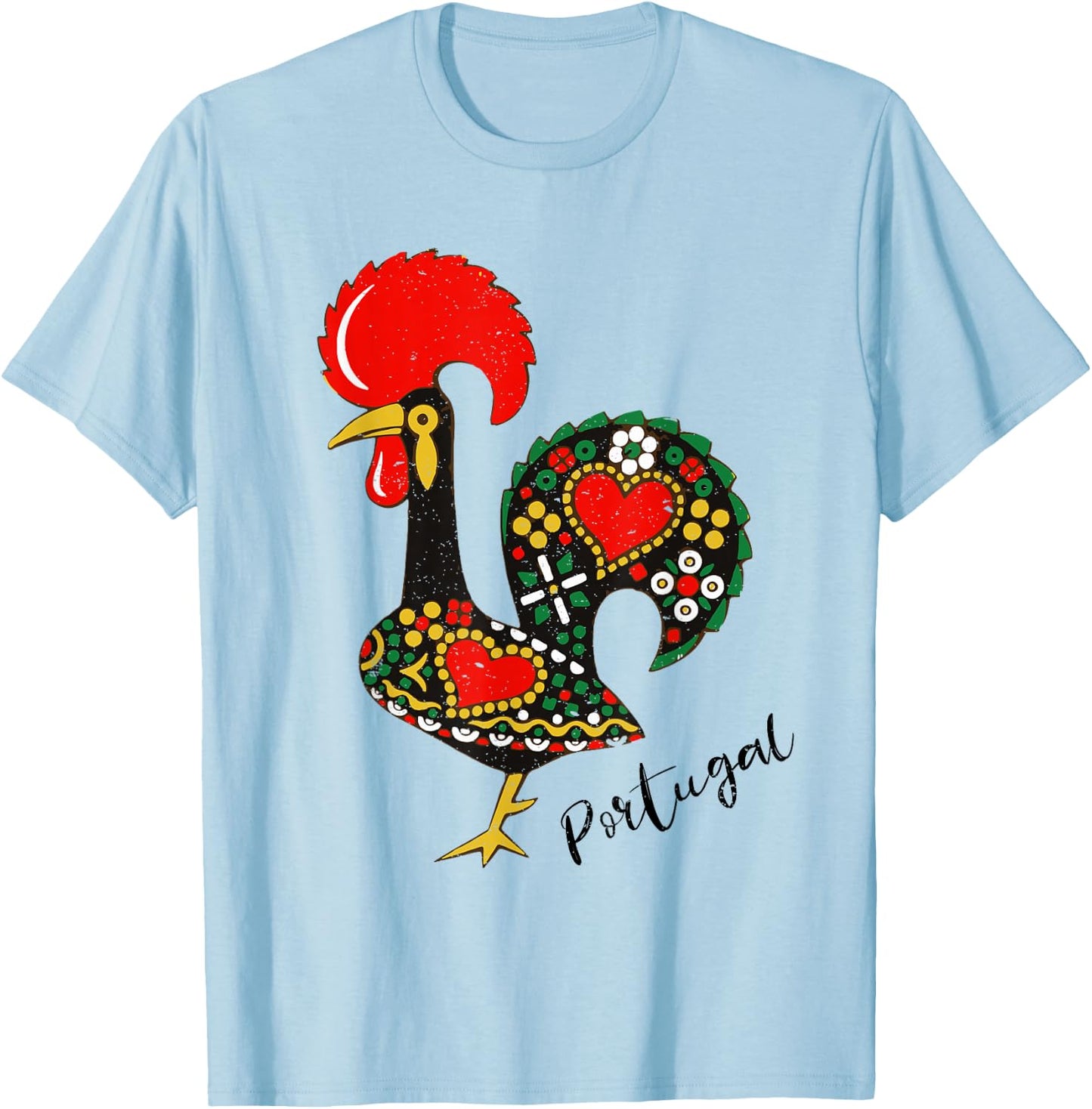 Galo de Barcelos - Portuguese Rooster Design T-Shirt - T-Shirt | Light Blue