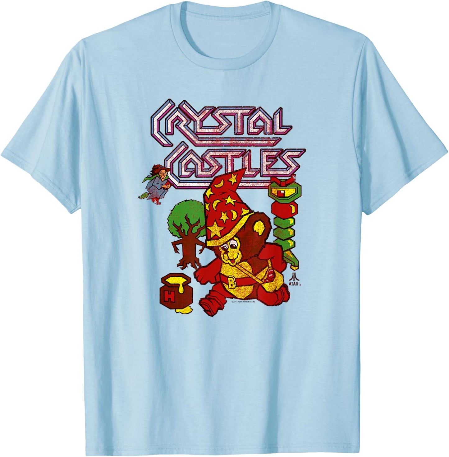 Atari Crystal Castles Bentley Bear Maze Video Game T-Shirt - T-Shirt | Light Blue