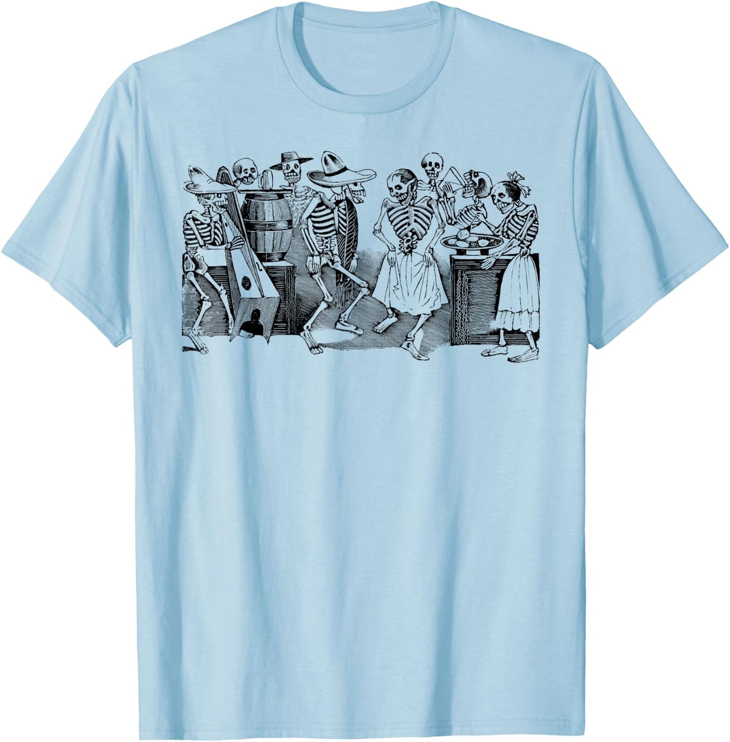 Mintage Dancing Skeletons T-Shirt - T-Shirt | Light Blue