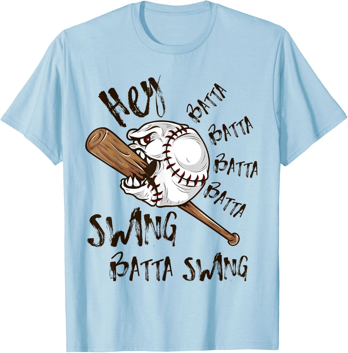 Hey Batter Batter Swing Funny Baseball Pitcher Support Shirt T-Shirt - T-Shirt | Light Blue