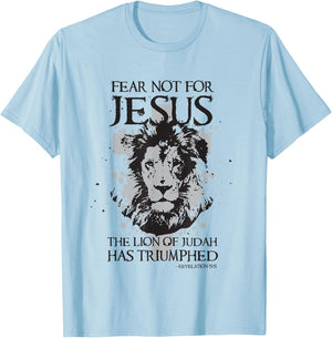 Jesus the Lion of Judah has Triumphed Christian T-Shirt - T-Shirt | Light Blue