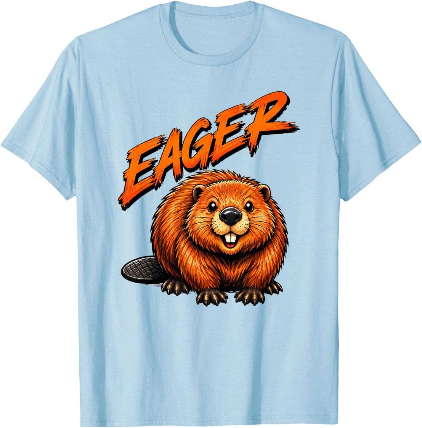 Funny Eager Beaver Animal Pun Wordplay Rodent Lover Humor T-Shirt - T-Shirt | Light Blue
