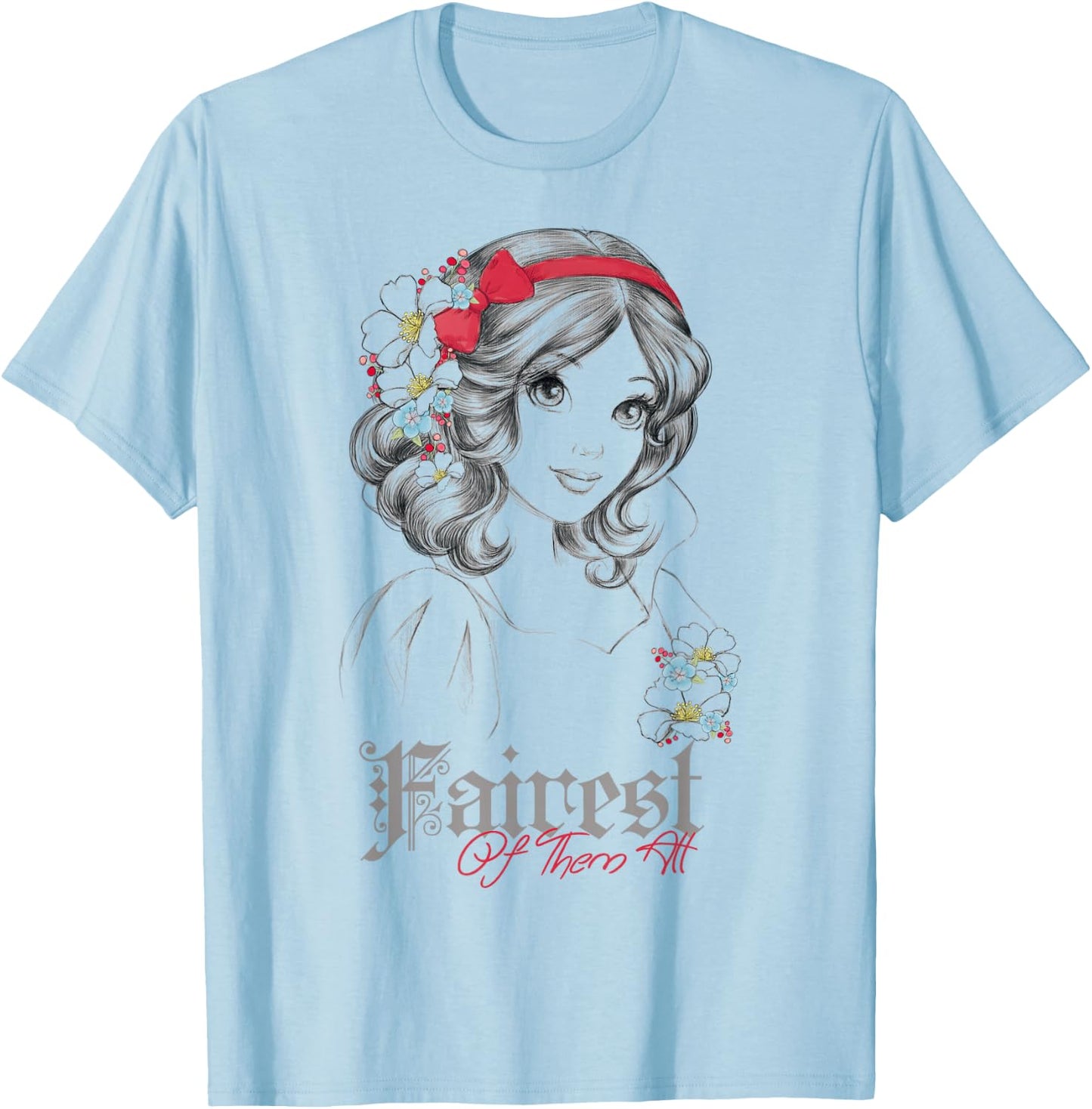 Disney Snow White Fairest Of Them All Modern Princess Sketch T-Shirt - T-Shirt | Light Blue