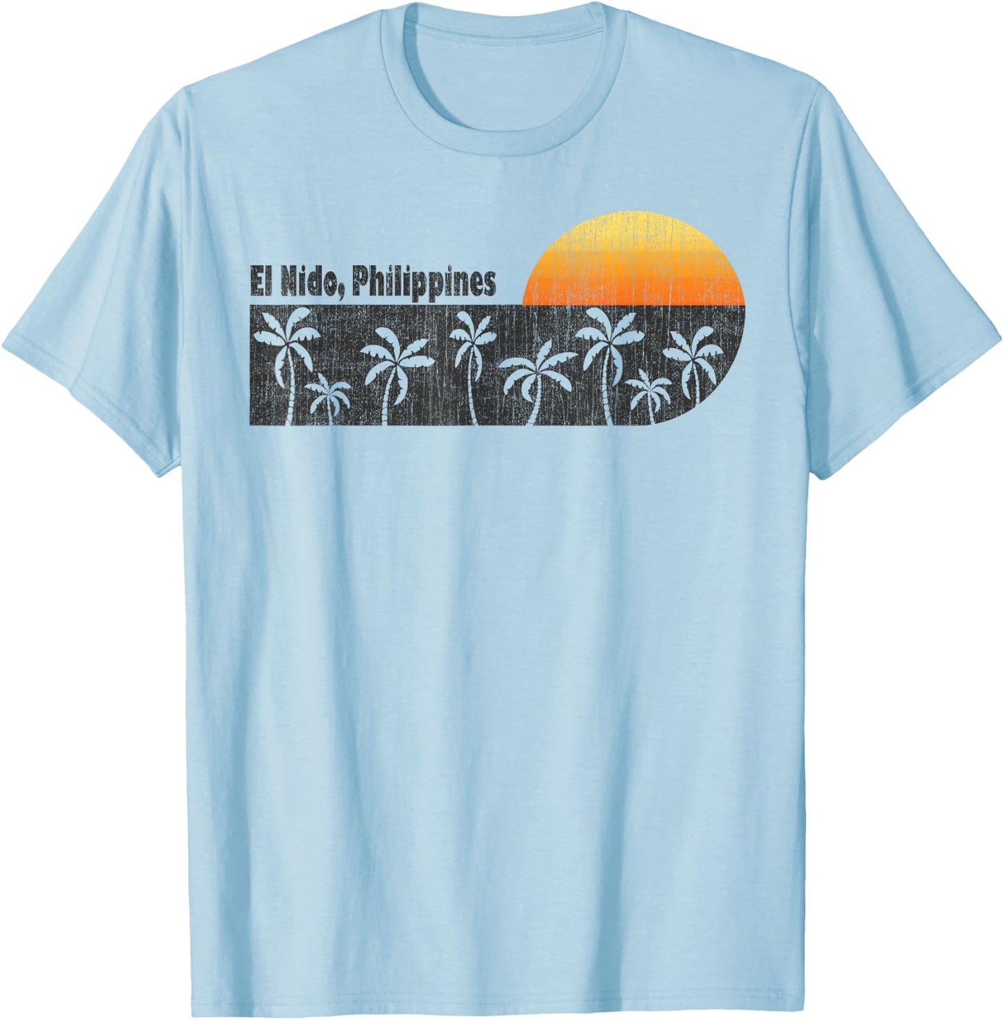 Retro El Nido Philippines T-Shirt - T-Shirt | Light Blue
