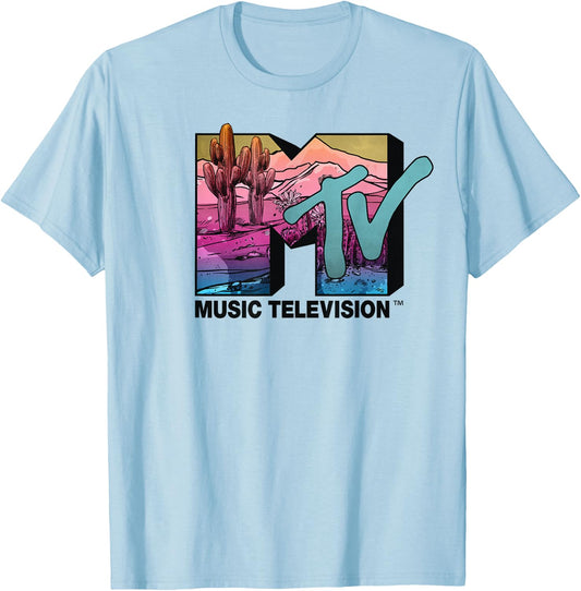 MTV Desert Scene Colorful Logo Graphic T-Shirt - T-Shirt | Light Blue