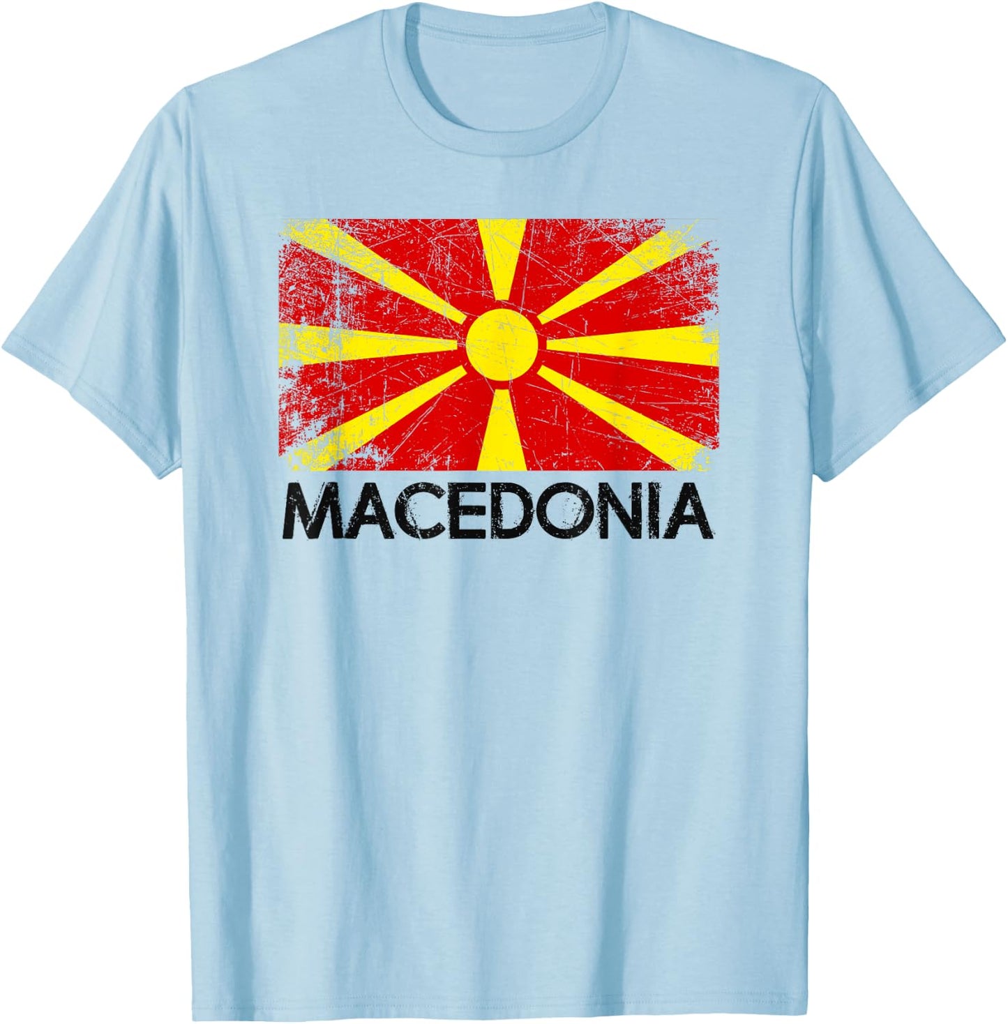 Macedonian Flag | Vintage Made In Macedonia Gift T-Shirt - T-Shirt | Light Blue