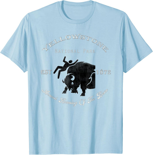 Yellowstone Annual Running of the Bison T Shirt T-Shirt - T-Shirt | Light Blue